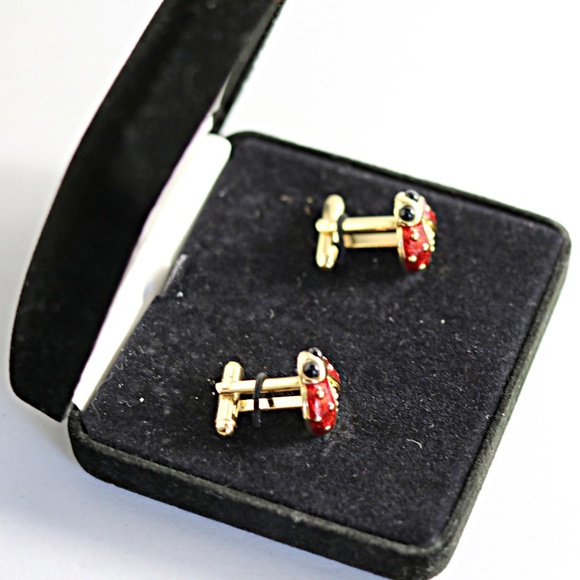 Vintage Kenneth Jay Lane Ladybug Cufflinks NIB - Picture 2 of 3